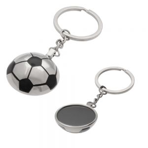 Llavero metálico de balón de soccer.